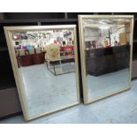 WALL MIRRORS, a set of two, vintage style silvered finish, 112cm x 85cm largest.