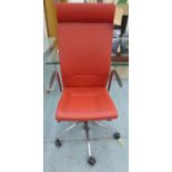 DESK CHAIR, contemporary swivel, tall back, orange, 126cm H x 58cm.