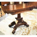 TEA TABLE, Regency flame mahogany with foldover top,