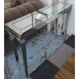 CONSOLE TABLE, 1960's style mirrored finish, 100cm x 28cm x 80cm.