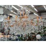 MAISON JANSEN STYLE CHANDELIER, twelve branch, gilt and crystal finish, 150cm drop.