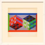 VICTOR VASARELY 'Tridim J & Gestalt 1', pair of off set lithographs 1971, ref Hommage a l'hexagone,