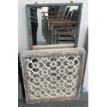 WALL MIRRORS, a set of three, Moroccan style, distressed painted finish.