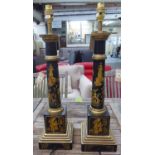 TOLEWARE STYLE TABLE LAMPS, a pair, 60cm H.