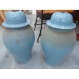 TEMPLE JARS, a pair, contemporary Chinese style, blue glazed finish, 51cm H.