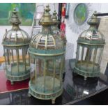 ORANGERY LANTERNS, a set of four, French style verdigris finish, 67cm H.