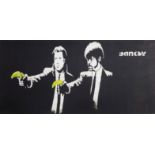 AFTER BANKSY, Pulp Fiction, print on canvas, 190cm x 91cm.