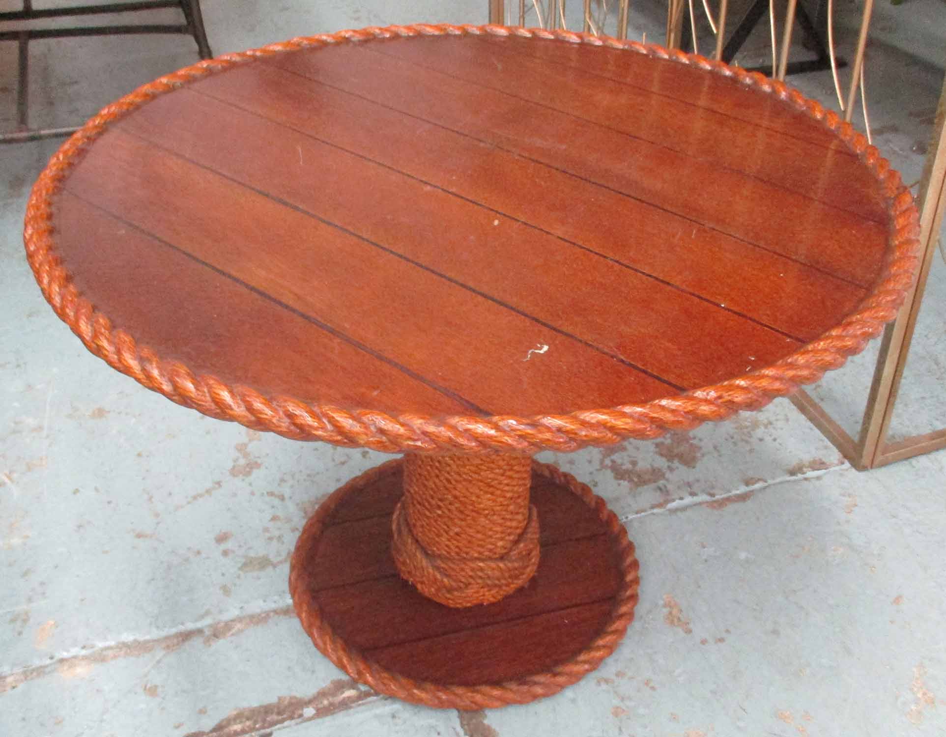 COCKTAIL TABLE, vintage with rope detail, English design, 64cm diam. x 45cm H.