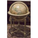 TERRESTRIAL GLOBE, 17th century style, revolving and rotating on stand 'Globum hune terraquem',