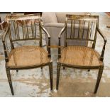 OPEN ARMCHAIRS, a pair,