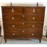 HALL CHEST, Regency mahogany of adapted shallow proportions with two short and three long drawers,