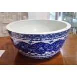 CHINESE BOWL, export style blue and white, 37cm diam x 16cm H.