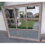 WINDOW MIRROR, square window pane form in limed hardwood, 86cm x 86cm.