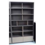 MOLTENI & C BOOKCASE, with drawers to the base, 234cm x 149cm x 40cm.