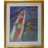 MARC CHAGALL 'La Mariée (the Bride)', limited edition print, 69cm x 54cm, framed and glazed.
