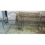 GARDEN BENCHES, a pair, 105cm L x 92cm H x 51cm D.