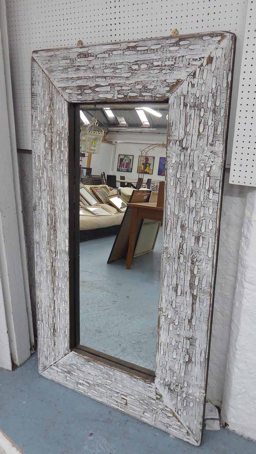 MIRROR AND CONSOLE TABLE, in the Hamptons style, lime washed with metal detail, 22cm at Widest. - Image 2 of 2