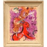 MARC CHAGALL 'Circus Rider and Red Horse', off set lithograph, 46cm x 36cm, framed and glazed.