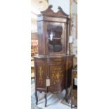 CORNER CABINET, Edwardian mahogany and mahogany,