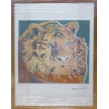 ANDY WARHOL 'Tiger', lithograph with Leo Castelli blue stamp verso,