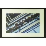 SEX PISTOLS AT EMI HOUSE, copying the Beatles 'Please please me' LP cover in 1976, 28cmx 43cm,