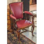 DESK CHAIR, Georgian revival in burgundy leather, 59cm W.