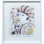 AFTER PABLO PICASSO 'Jester', quadrichome, 50cm x 40cm, framed.