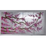 SAKURA CHERRY BLOSSOM LACQUER PANEL SET, each panel 50cm x 100cm.