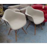 AFTER CHARLES & RAY EAMES DAW STYLE CHAIRS, a pair, 80cm H.