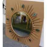 SUN BURST WALL MIRROR, French 1950's inspire with faux agate detail.