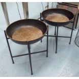 TRAY TABLES, a pair, French-Moroccan inspired, gilt finish, 52cm H.