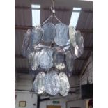 CHANDELIER, by Coach House, mounted with silvered glass discs.