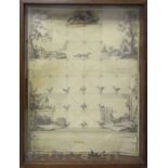 LE NOUVEAU JEU DE RENARD - FOX GAME, 19th Century print with game figurines in boxed glazed frame,