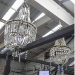 BAG CHANDELIERS, a set of three, various sizes, vintage French Empire style,