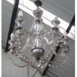 CHANDELIER, five branch cut glass, vintage French, 80cm Drop.