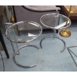 AFTER EILEEN GREY E1027 STYLE SIDE TABLES, a pair, 64cm H.