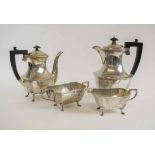 AN ART DECO SILVER FOUR PIECE TEA AND COFFEE SERVICE, Birmingham 1932.