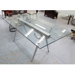 DINING TABLE, with glass top on a contemporary base, 180cm x 90cm x 75cm H.