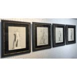 ROMAN CLASSICAL SCULPTURES, a set of four prints, depicting the Roman gods Minerva, Mercury,