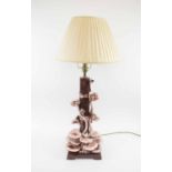 TABLE LAMP, Italian circa 1960's glazed ceramic bamboo and lotus flower design with shade, 80cm H.