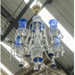 BOHEMIAN STYLE GLASS CHANDELIER, five branch, 90cm Drop.