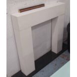 FIRE SURROUND, contemporary limestone, 104cm W x 106cm H.