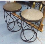 SIDE TABLES, a pair, contemporary continental style, silvered finish, 61cm H.