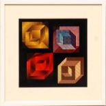 VICTOR VASARELY 'Axo 22 Axo 2 & Axo', a pair of off set lithographs, 1971, ref Hommage a l'hexagone,