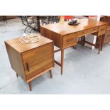 DESK, 1960's with three drawers on turned supports, 132cm x 61cm x 77cm H,