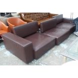 B&B ITALIA SOFA, in three sections, brown leather, 115cm D x 345cm W.