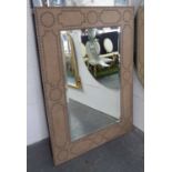 WALL MIRROR, vintage Spanish style studded design, 120cm x 85cm.