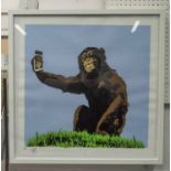 T. WAT, 'Chimp Selfie', stencil spray numbered 12/50, signed 2015, 60cm x 60cm.