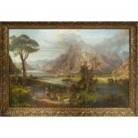 18th CENTURY CONTINENTAL SCHOOL 'Mountainous Landscape with Cattle & Goats in a Detailed Verdure