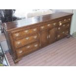 DRESSER BASE, George III late 18th Century Lancashire oak and mahogany inlaid,